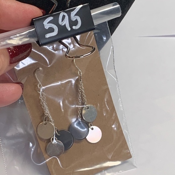 💐5/25 silver disc dangle bling drop statement - Picture 6 of 6